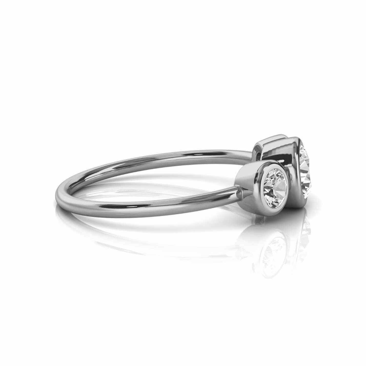 14K White Gold Petra Petite Bezel Trilogy Design Lab Grown Diamond Ring (1/3 ct. tw)